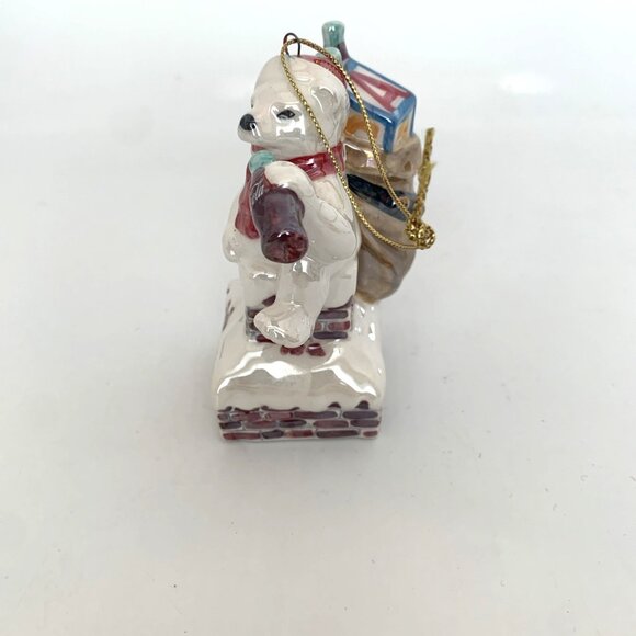 2003 Coca-Cola Holiday Pearlescent Porcelain Ornament Polar Bear 4" Vintage - Picture 3 of 14